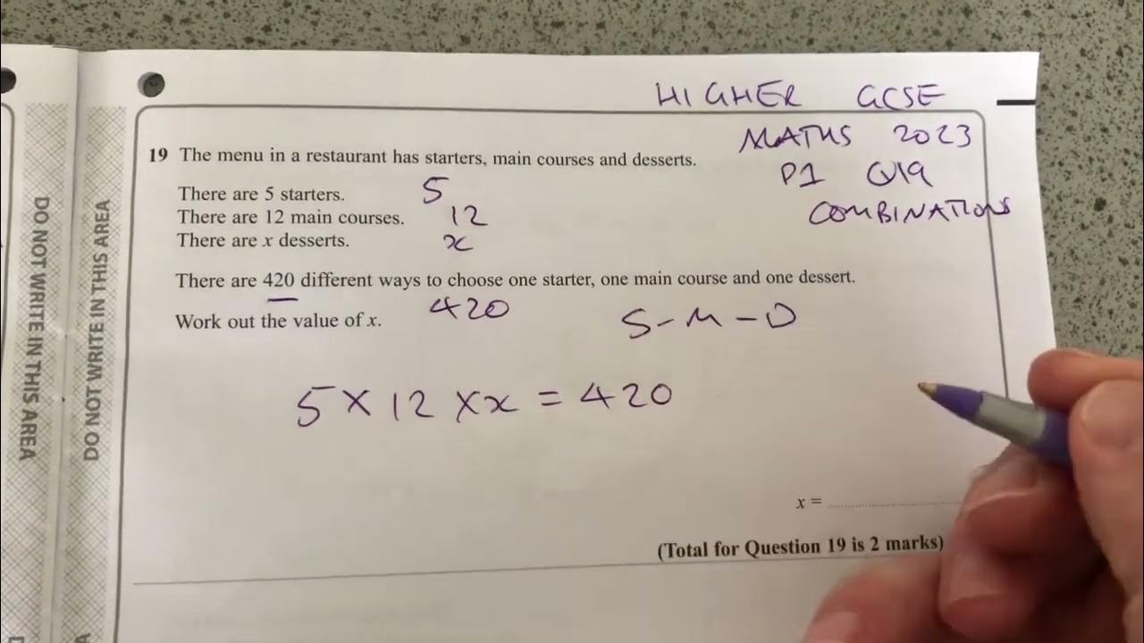 Maths GCSE Higher Paper 1 Exam 2023 Q19 combinations YouTube