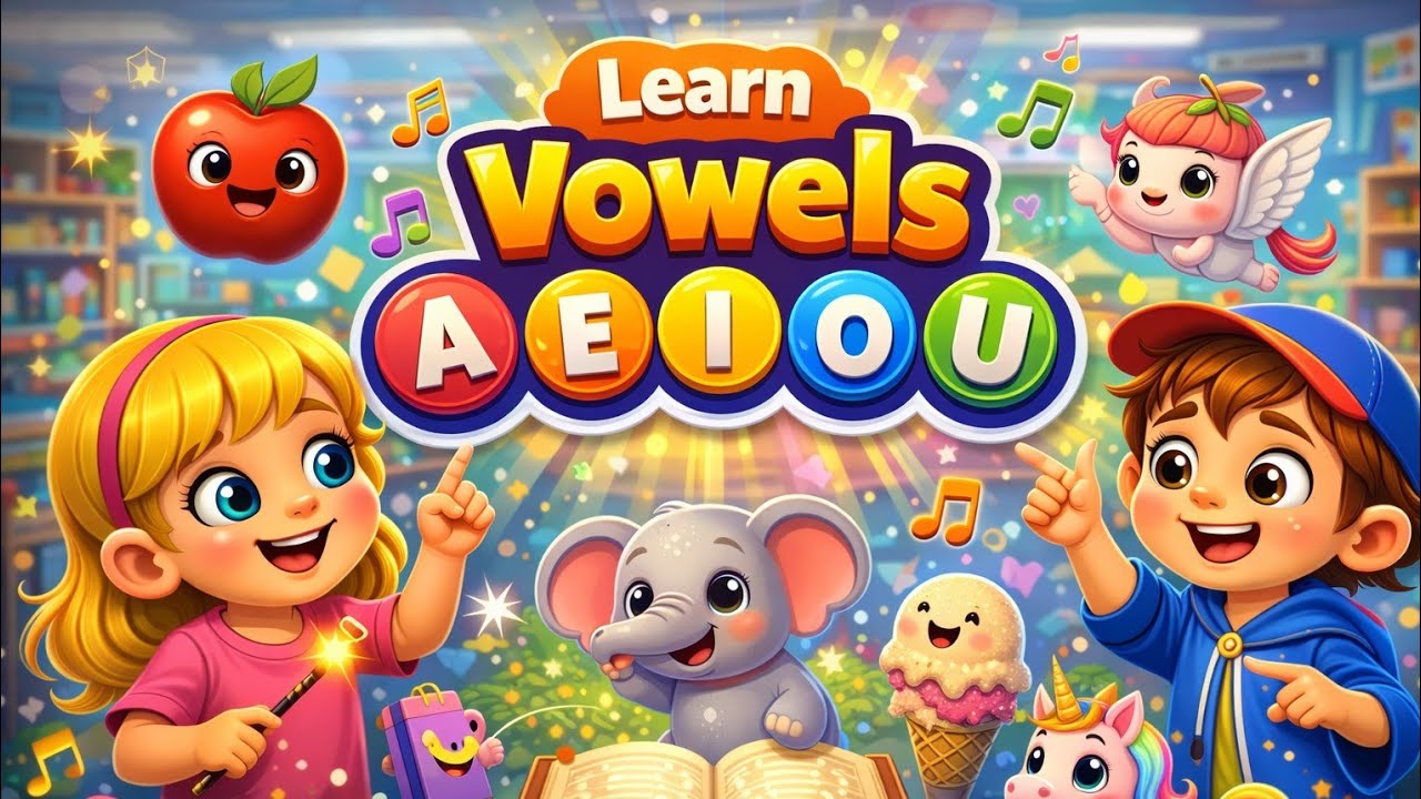 Vowels A E I O U | The short vowels learning song | Little Kids - YouTube
