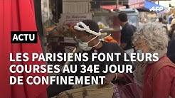 Covid-19: les Parisiens font leurs courses au 34e jour de confinement | AFP Images