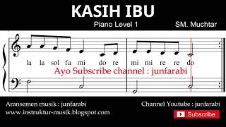 not balok kasih ibu - tutorial piano tingkat 1 - notasi lagu anak - doremi solmisasi