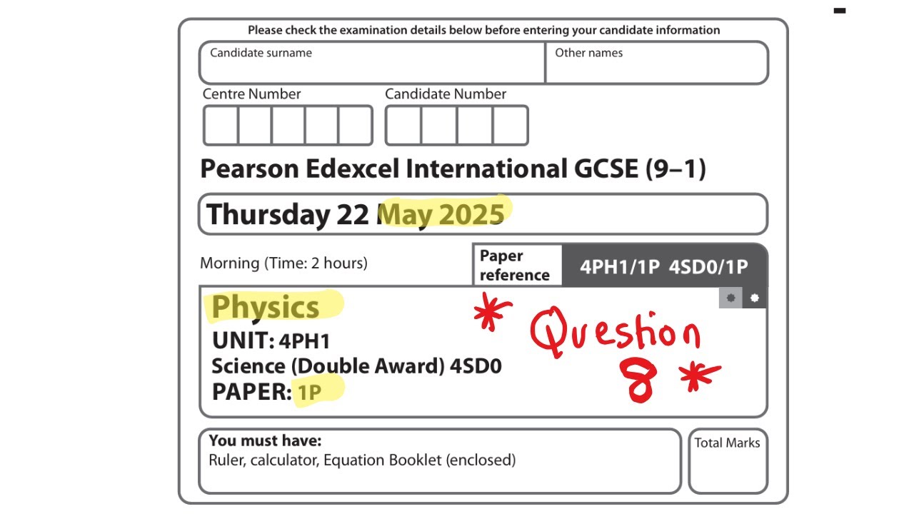 QUESTION 8: Edexcel IGCSE (9–1) Physics May 2025 Paper 1 ( UNIT: 4PH1)