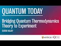 Quantum Today: Bridging Quantum Thermodynamics Theory to Experiment