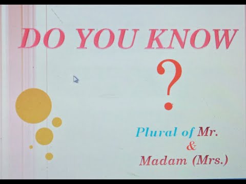 PLURAL OF MR  &  MADAM