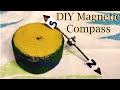 Diy magnetic compass  with magnets and cardboard