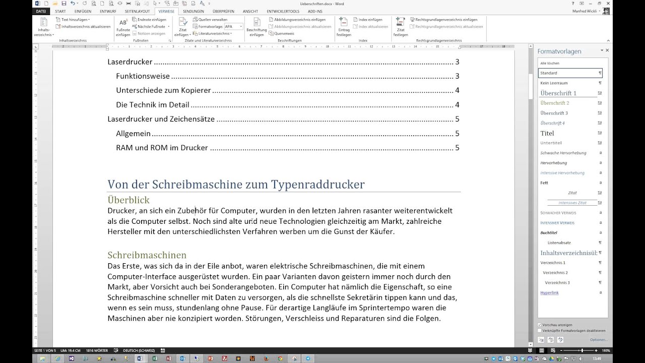 Formatvorlagen in Word anwenden/erstellen - YouTube