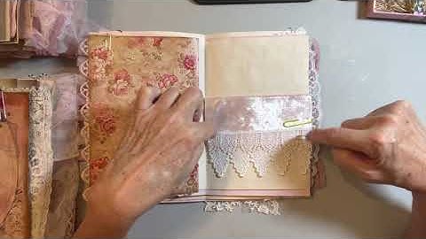 Craft With Me Junk Journal Tutorial process video series - #2 lace pockets and page side edges