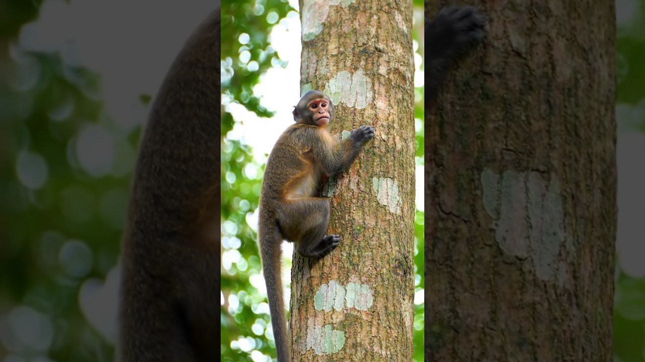Monkey Climbing On The Tree 🎄 