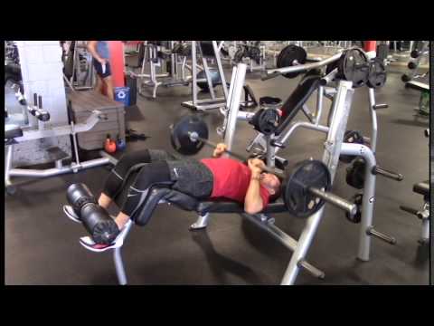 Decline Barbell Bench Press One And A Half Rep At Bottom Youtube