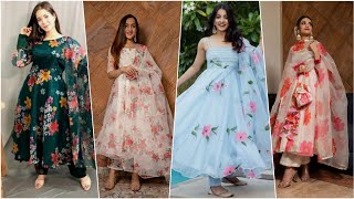 Beautiful Trendy Organza Floral Anarkali Designs💕Organza Anarkali Dress Frock Suit Design💕 screenshot 5