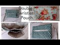 Double Wristlet Pouch - 3 compartments and 1 zippered pocket