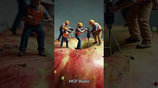 workers are in the process of building an apple #apple #aivideo #miniature #shorts