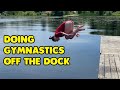 Performing Gymnastics On Lake Dock