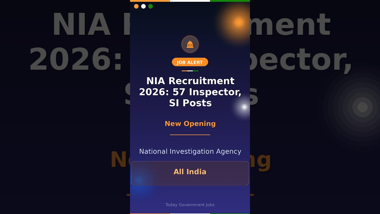 NIA Recruitment 2026: 57 Inspector, SI Posts
