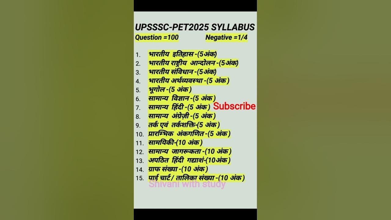UPSSSC PET 2025 Syllabus #upssscpet#up#bihar#shorts#motivation#ssc#lekhpal#upsc#shivaniwithstudy