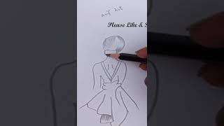 How to draw a girl back |Pencil sketch| Easy Drawing