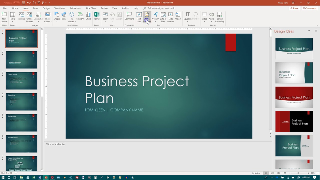 footer in powerpoint presentation