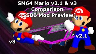 SM64 Mario v2.1 & v3 Comparison [SSBB Mod Preview]