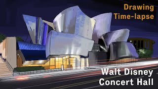[4K] Frank Gehry - Walt Disney Concert Hall - Architectural drawing on iPad