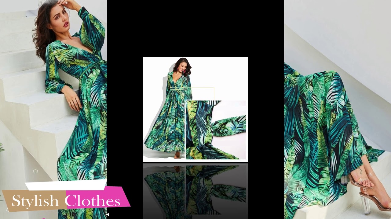 Forest green floral dress - YouTube