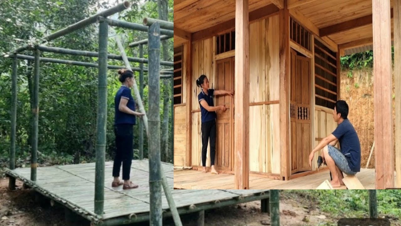 365-Day Journey: Building a Bamboo House and Moving to a New Location to Build a Wooden Hous