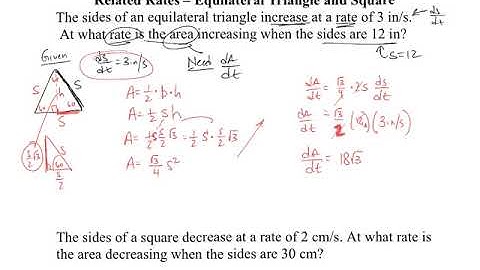 AP Calculus Related Rates - Equilateral Triangle & Square