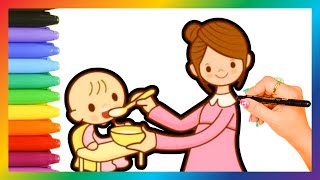 how to draw a mother feeding her baby 🤱 👶 😍 |basic drawing kids