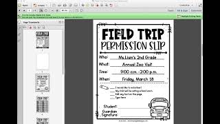 Field Trip Permission Slip Editable
