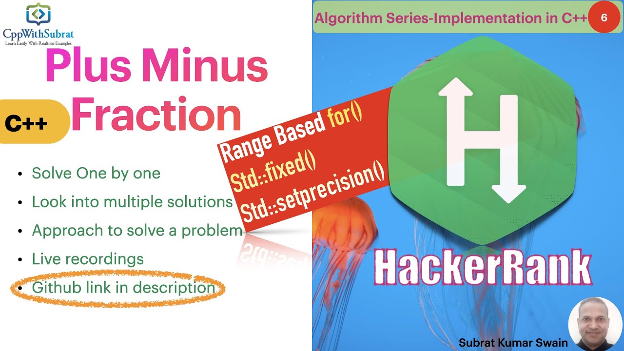 6: PlusMinusFraction | Hackerrank C++ Algorithm Solution - YouTube
