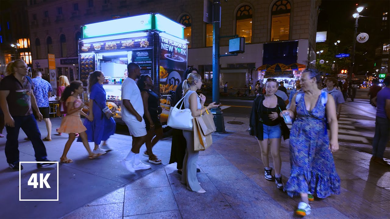 New York, Amerika Serikat | Jelajah Kota Malam 4K | 28 Agu 2024