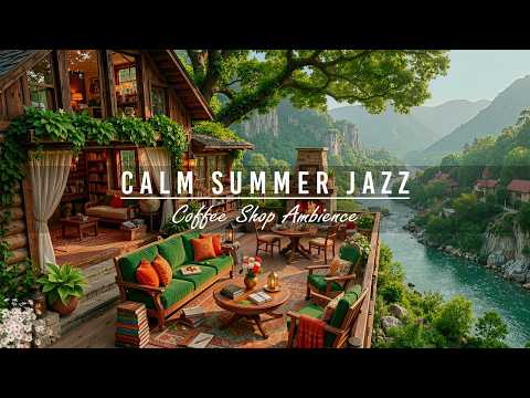 Calm Summer Day at Cozy Coffee Shop Ambience🌿Smooth Jazz Instrumental Music Music for Studying, Work