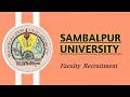 Sambalpur University Odisha Notification 2026 || Faculty Post Out APPLY NOW👇|| Salary 30000+ Details