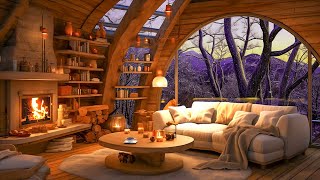 Soft Jazz Music at Cozy Winter Cabin Ambience - Relaxing Jazz Instrumental Music for Study, Sleep