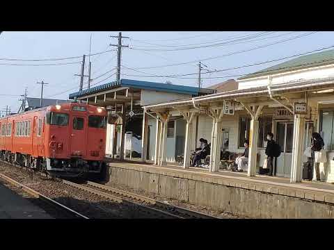 山陰本線キハ47系普通列車鳥取行きワンマン湖山到着