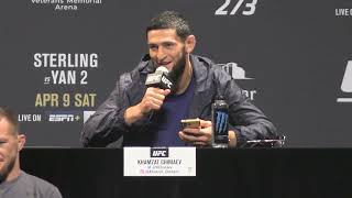 Khamzat Chimaev vs Gilbert Burns UFC 273 press conference trash talk highlights