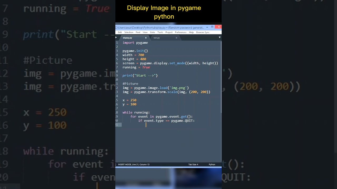 Pygame Display Image In Python Tutorial