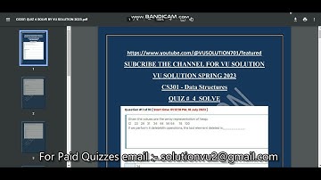 CS301 Quiz 4 SOLUTION 2023 || CS301 QUIZ 4 SOLUTION SPRING 2023