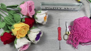 [Crochet Bag Tutorial] - How to make Rose Flower Tutorial