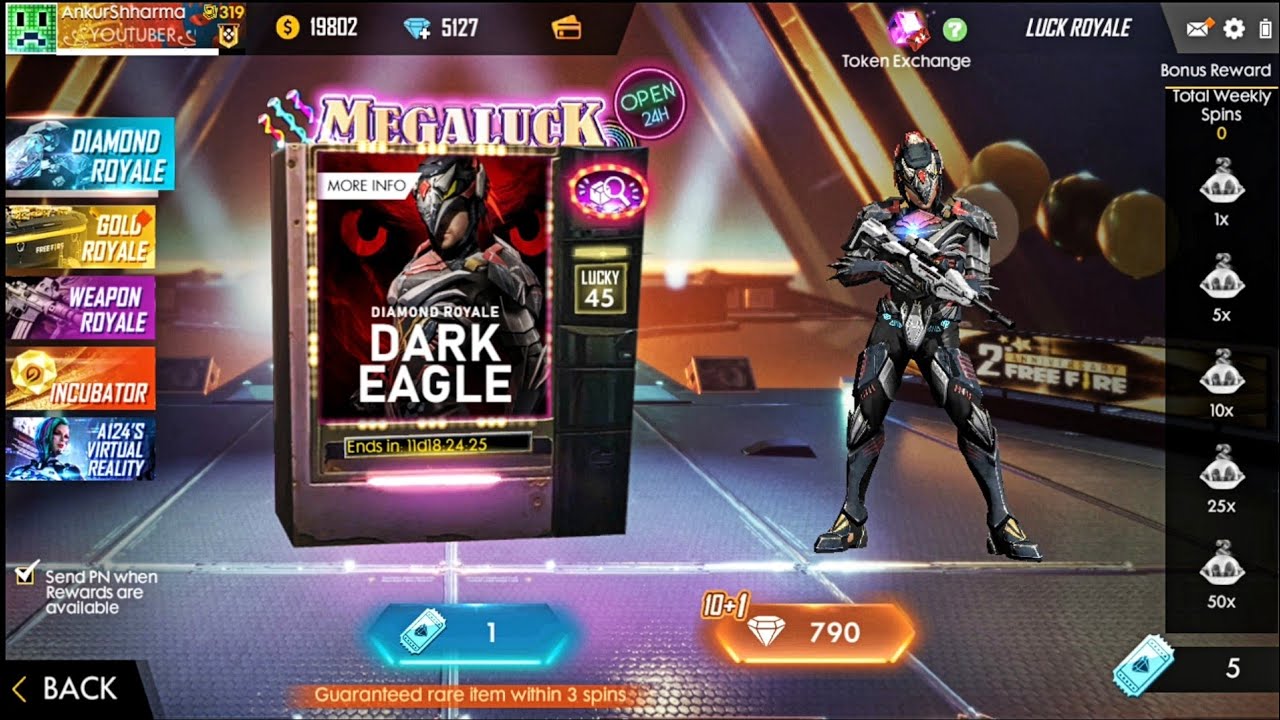 Diamond Royale Dark Eagle New Eagle Of The Dusk Bundle In Free Fire Luck Royale