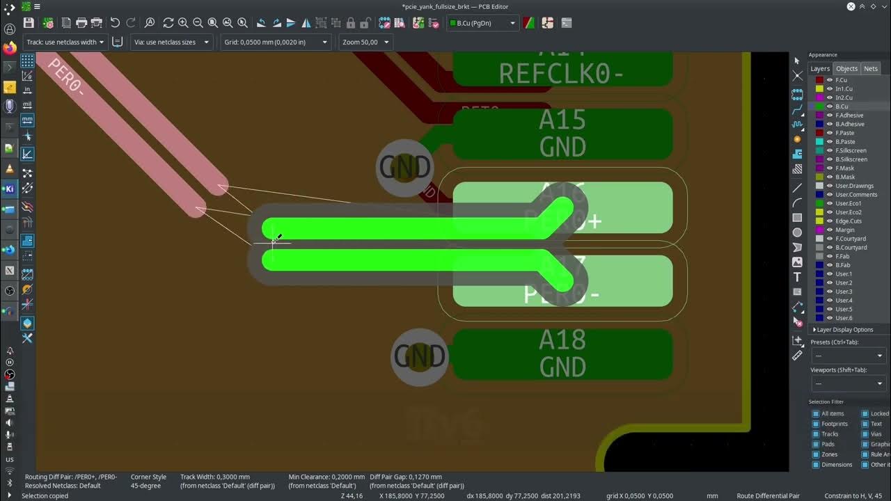 PCIe x1 link diffpair routing example (KiCad 7) YouTube