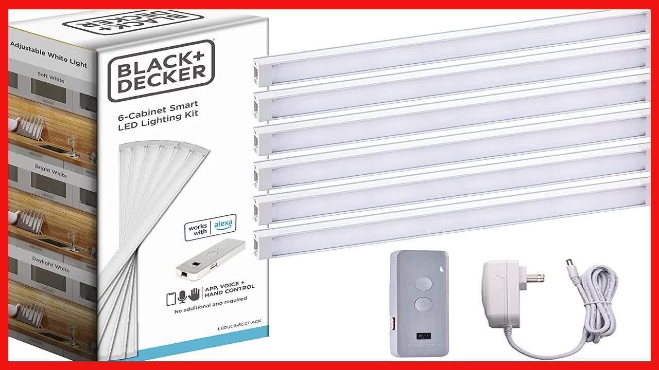  BLACK+DECKER Works with Alexa Smart Under Cabinet Lighting Kit,  Adjustable LEDs, (6) 9 Bars, White,A Certified for Humans Device : Tools &  Home Improvement