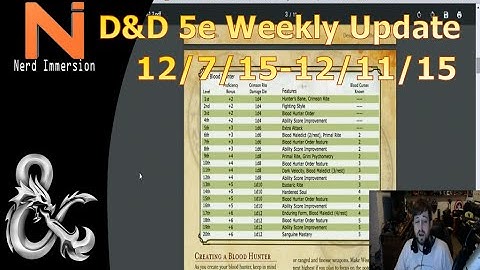 D&D Weekly Update-Blood Hunter Class & New Tiefling Variants! (12/7/15-12/11/15) | Nerd Immersion