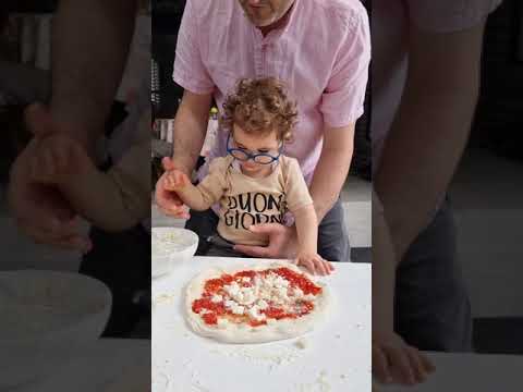 1 Year Old Baby Makes Pizza 