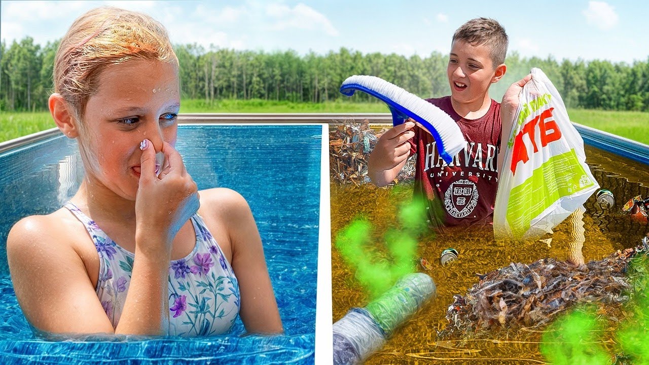 Amelka nella sfida PISCINA SPORCA vs PISCINA PULITA! CHI RESISTERÀ DI PIÙ? 🤔