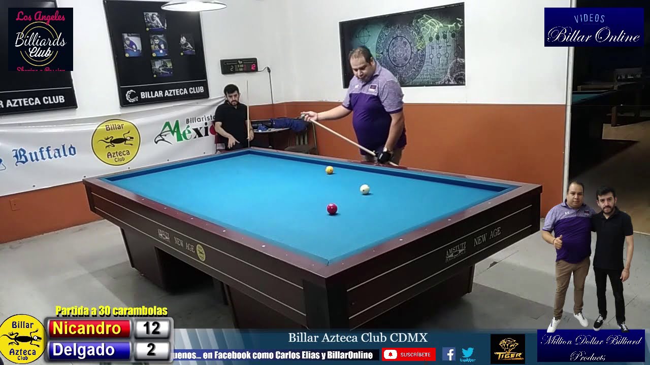 GRAN PROMEDIO Nicandro Herrera Vs Maravilla Delgado   encuentro en el Billar Azteca Club Match 30Pts