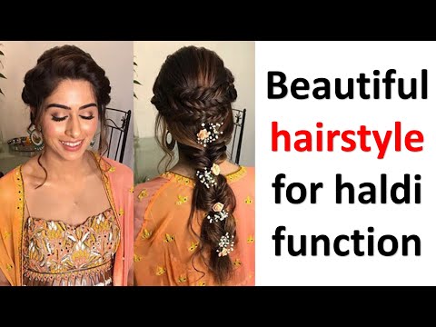 Braid Hairstyle for Haldi Ceremony | Hair style on saree, Long hair wedding  styles, Pakistani bridal hairstyles