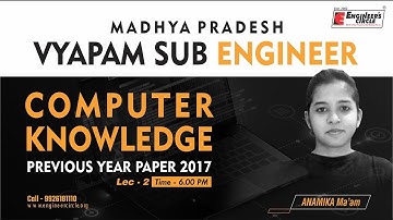 MP Vyapam Sub-Engineer | CE/ME/EE/ECE I Computer Previous Paper I ANAMIKA MA