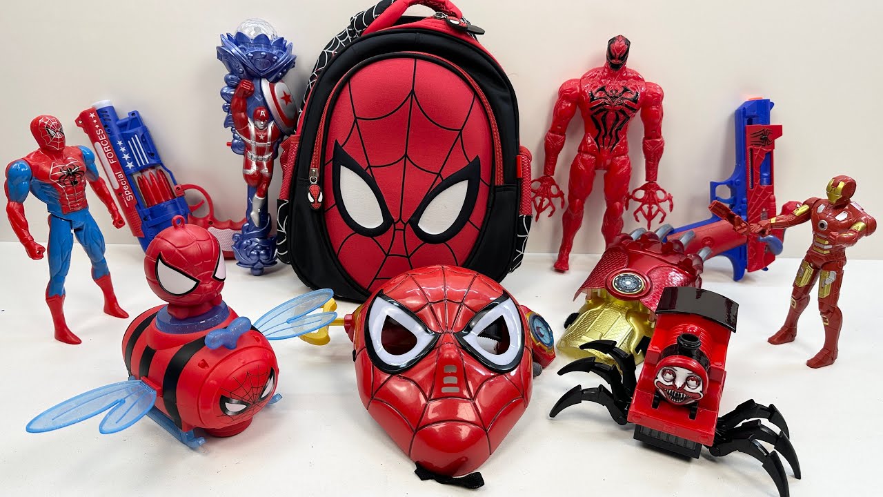 21 minutes of satisfied Marvel toy set unboxing,Spider Man toy gun,glowing mask,action doll reviews.