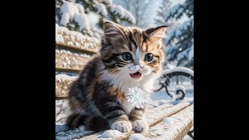 ❄️ Tiny Kitten Catches a Snowflake! 😻