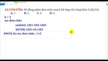 Số đồng phân đơn chức, mạch hở ứng với công thức C3H6O là: A. 1.  B. 2.  C. 3.  D. 4.