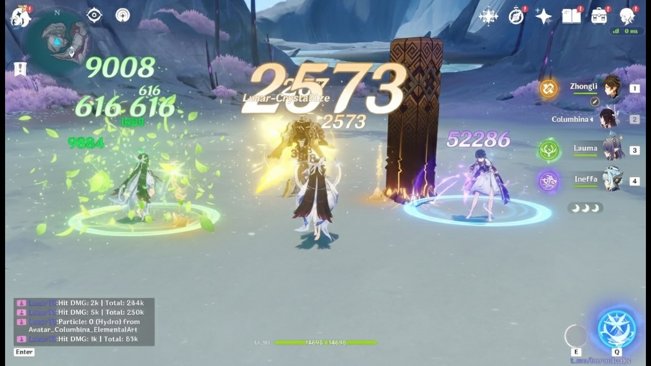 Lunar Crystallize, Bloom & Charged Showcase Columbina | Columbina Kit With Lunar Reactions 